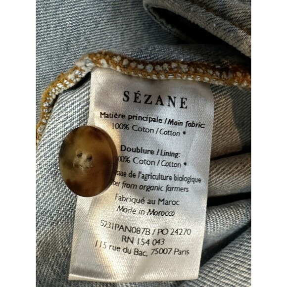 Sezane Emilio Jeans Womens Light Wash Blue High Rise Sailor Pockets Wide Leg 44 - Picture 9 of 13